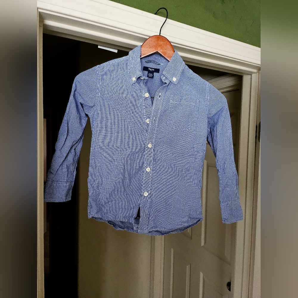 3/$15 GapKids S 6-7 Blue Checkered Top Good Used Condition